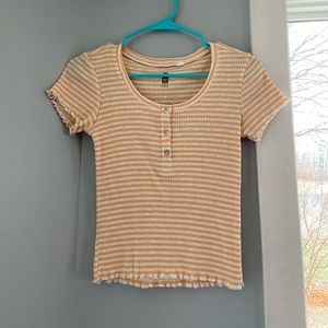 orange and white ribbed top